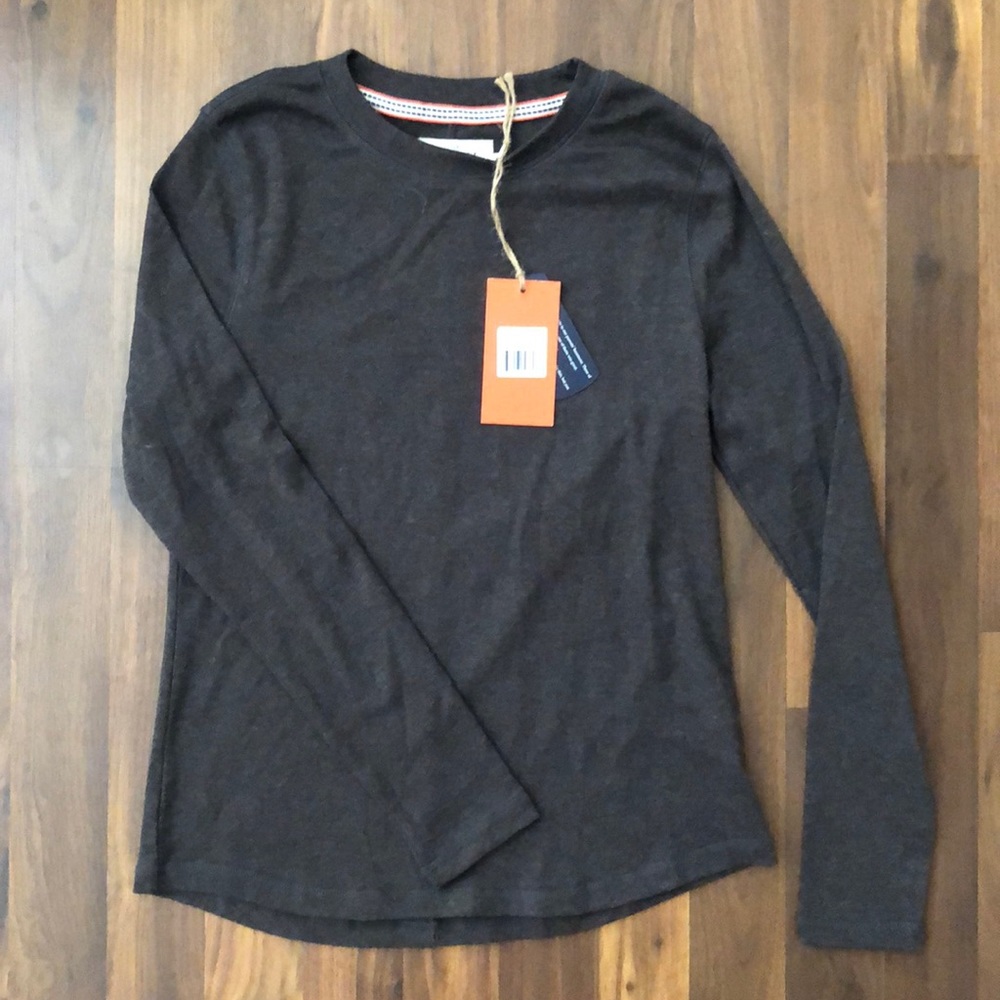 The Normal Brand Women's Long Sleeve Tee in Dark Brown/Charcoal